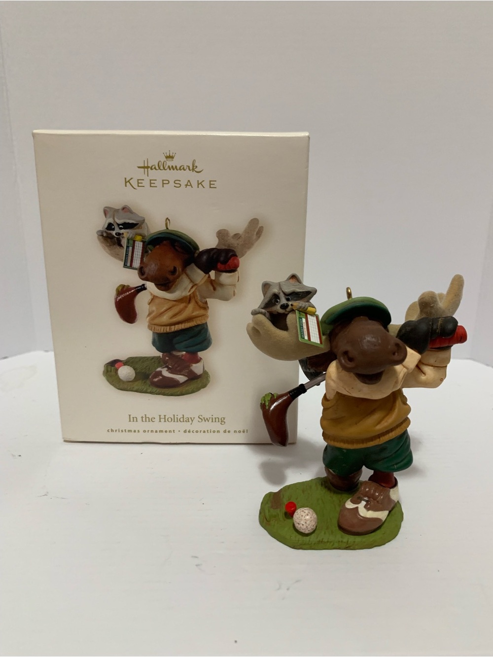 Hallmark Keepsake Brown & Green Moose Golfing Ornament